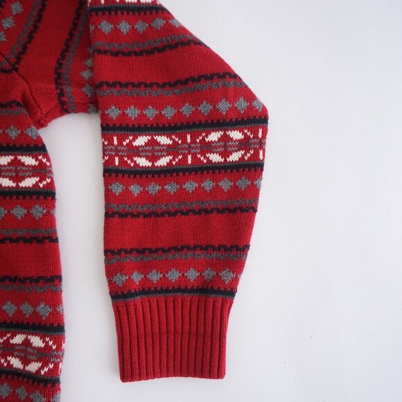 90s Dockers Maroon Black Eclectic Grandpa 100% Cotton Knit Crewneck Sweater L - Picture 9 of 9